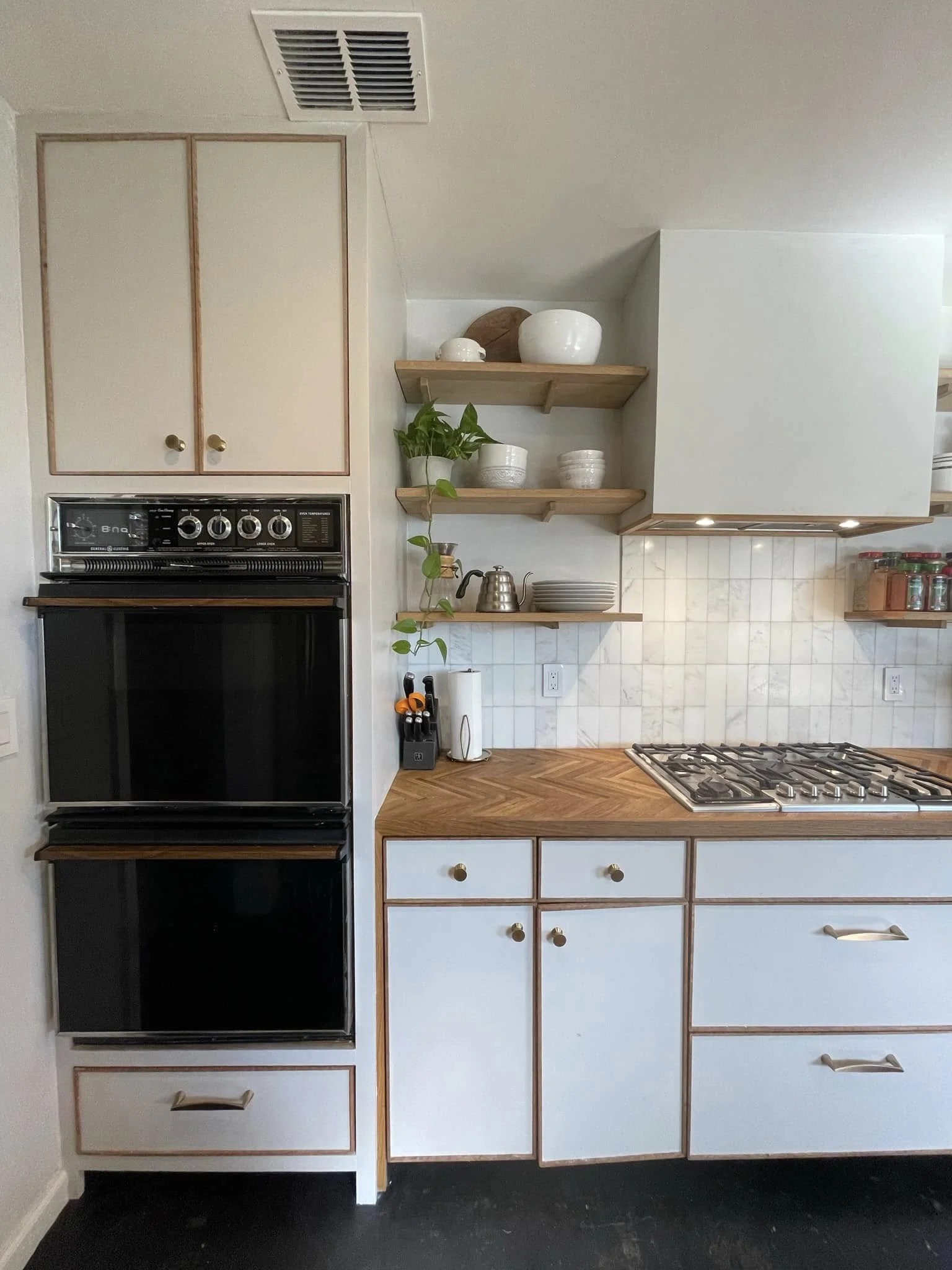 Quaint Kitchen Design butcher block countertops herringbone by Opal & Oak Van Alstyne Texas