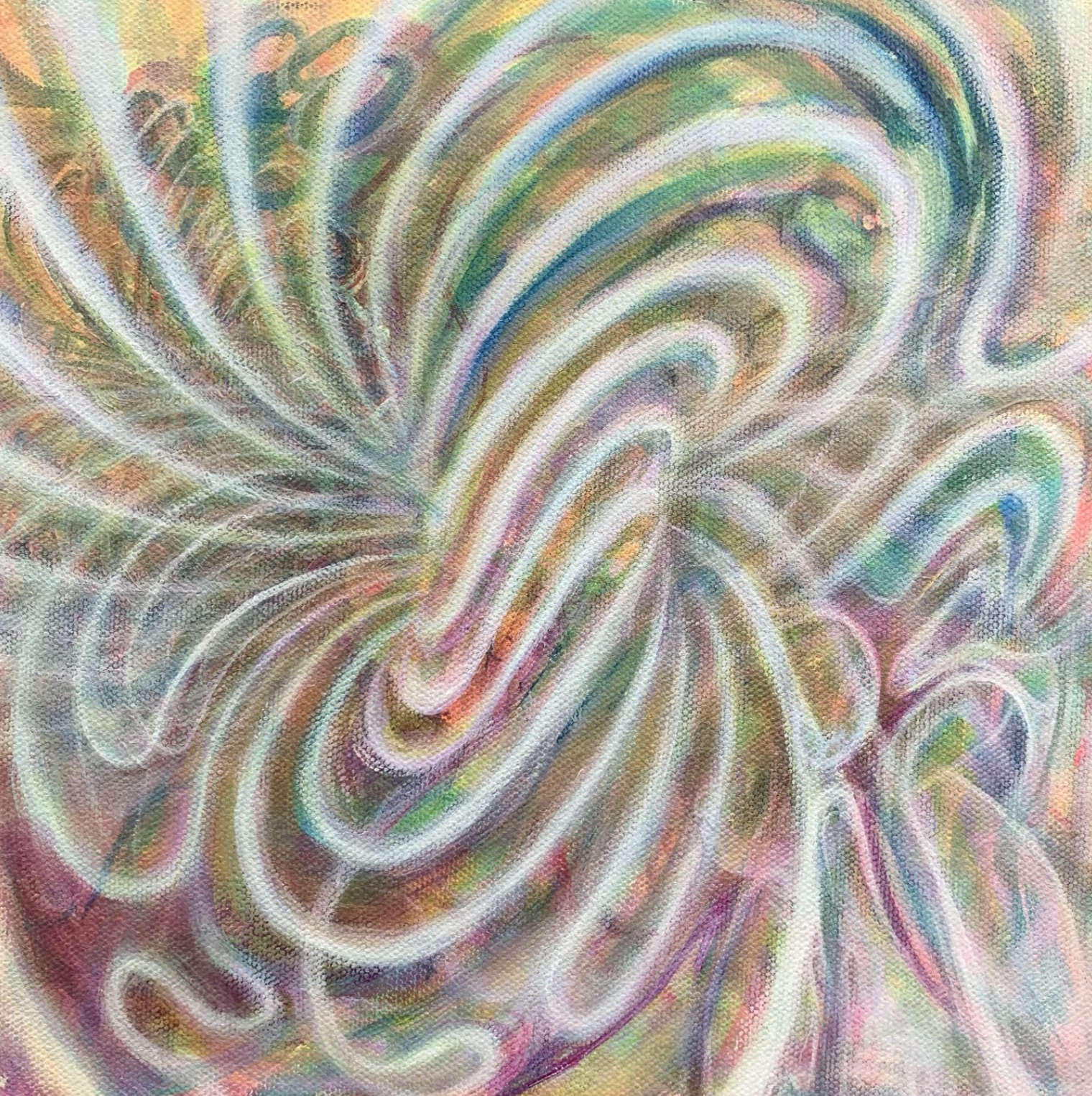 "Tari 01" - 2024, 30 x 30 cm, Acrylic on Canvas, Collab w/ Gonzalo Chocano