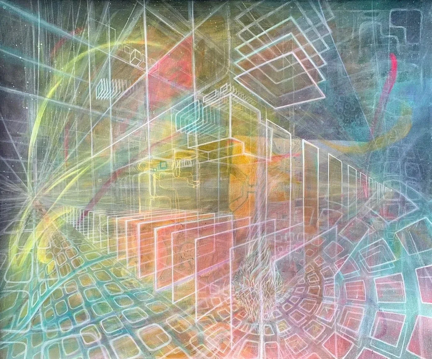 Hypergrid,
2024,
Acrylic on canvas,
40 x 50 cm

