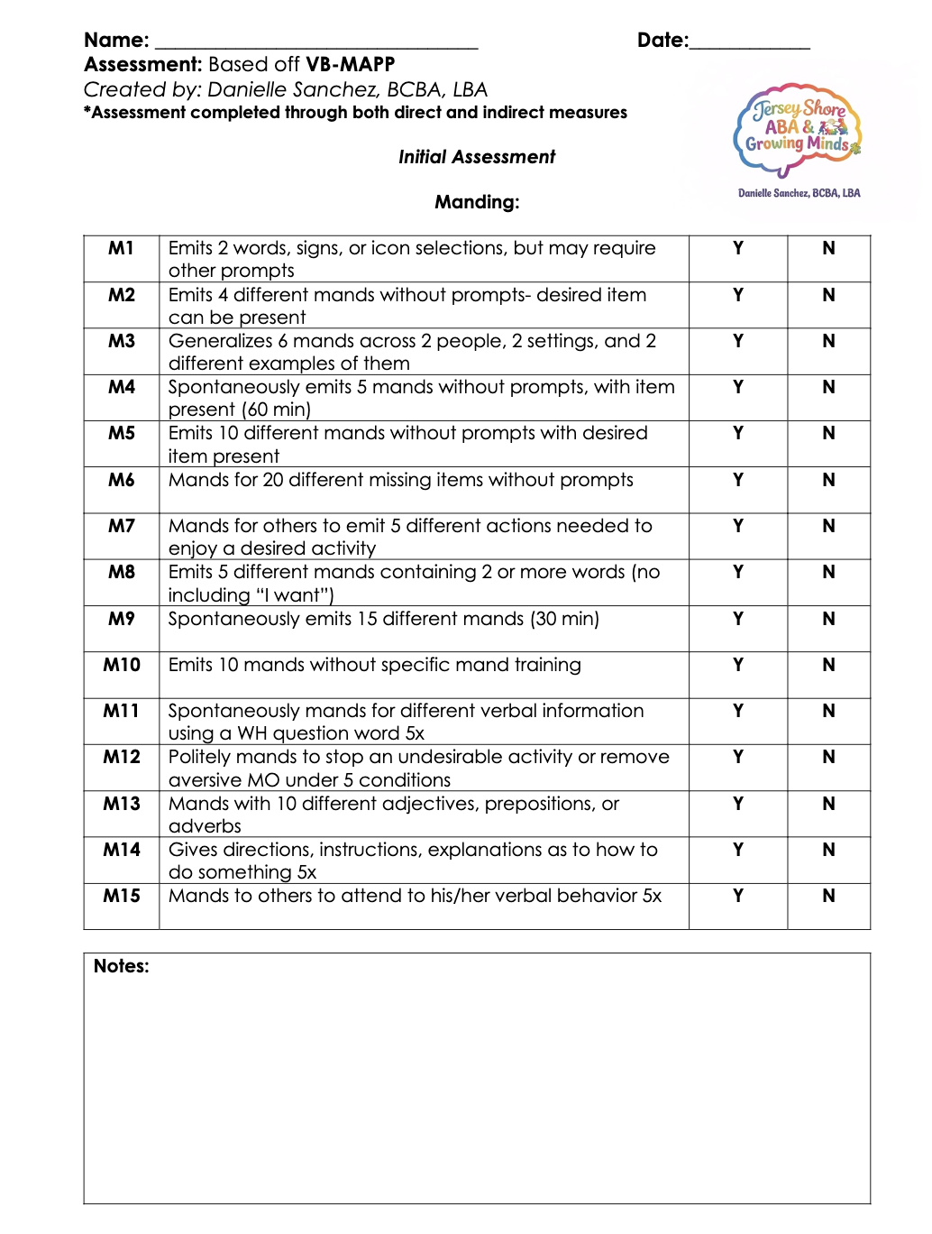 Grab and Go: VB-MAPP Based Initial Assessment Tool
