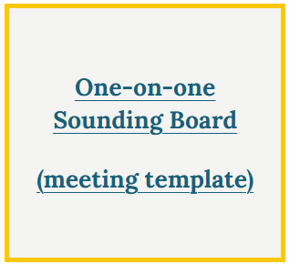 Cover page of a meeting template titled 'One-on-one Sounding Board' with a yellow border.
