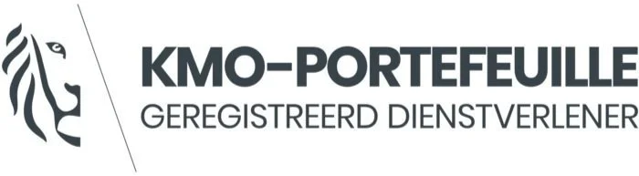 Logo of KMO-PORTFUEILLE, a registered service provider, featuring a stylized zebra head on the left and company name and description on the right.