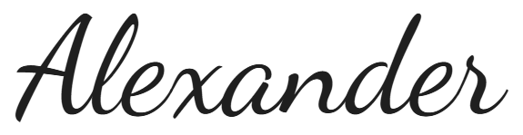 The word "Alexander" written in a cursive font.