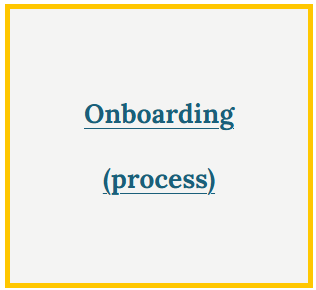 Slide titled 'Onboarding process' with a simple white background and a yellow border.
