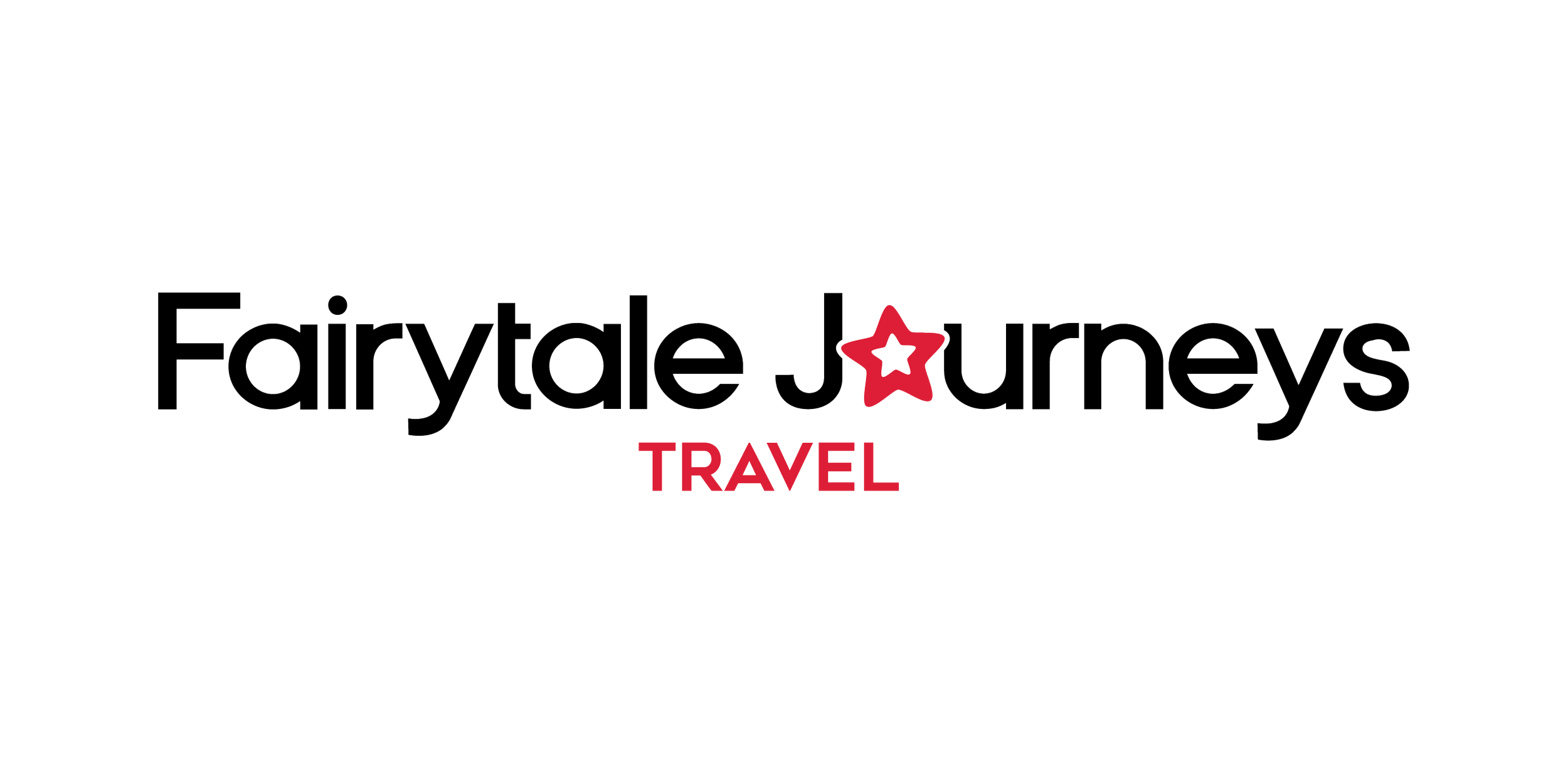 Fairytale Journeys logo with a black star and red outline in the letter 'a' of 'Fairytale' and the word 'TRAVEL' in red below.