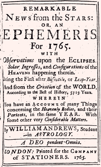 The frontispiece from a document I used to research the six eclipses of 1765, acting as the catalyst for the events that transpire in the novel