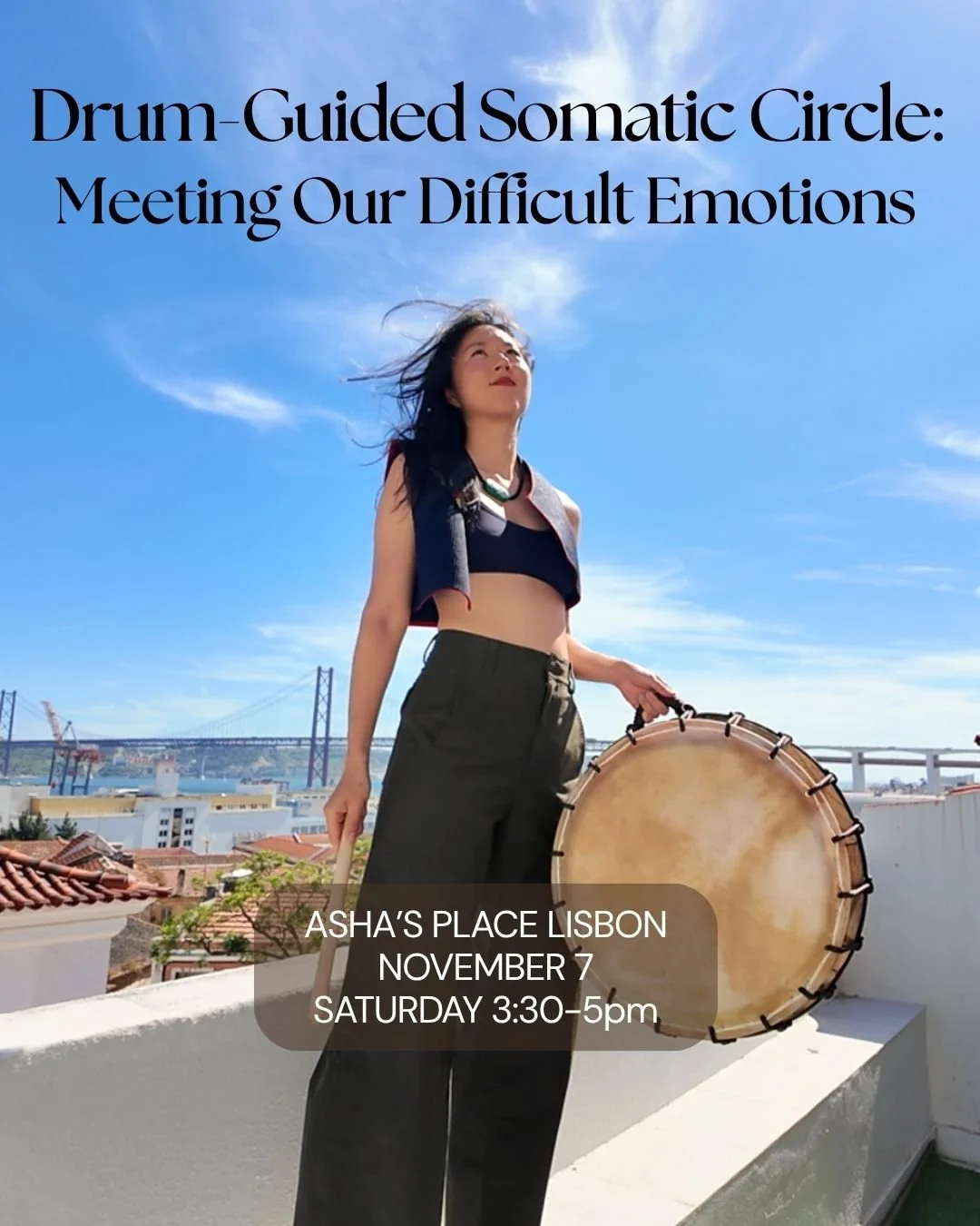 Saturday, November 7th - Self-trust grows when we can kindly hold our difficult emotions.

In community, with the support of the Buk (a Korean indigenous drum), we'll tap into our creative power to hold, honor, and move through our difficult emotions