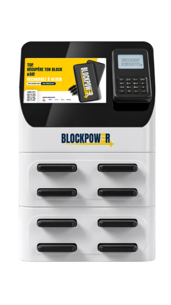 Borne Standard: TPE, écran & batteries. Idéal pour cafés, gyms, universities & clubs!