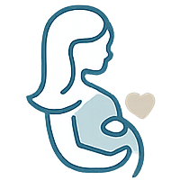 Eine stilisierte Illustration einer schwangeren Frau, die einen kleinen Schattenhalter hält.