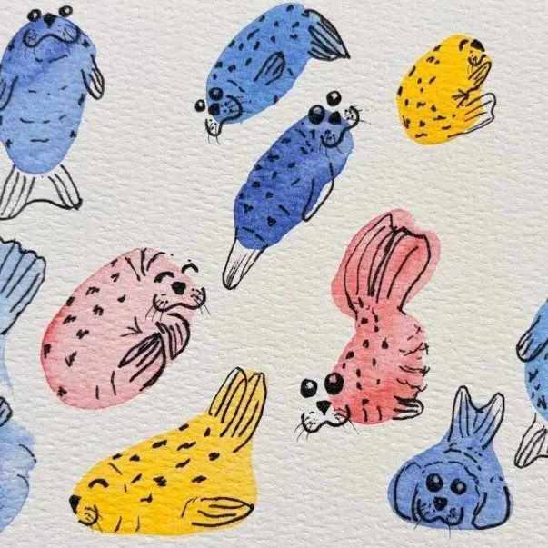 Harbor Seal Doodle Blob Print