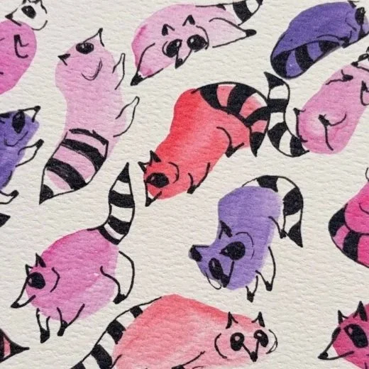 Racoon Doodle Blob Print