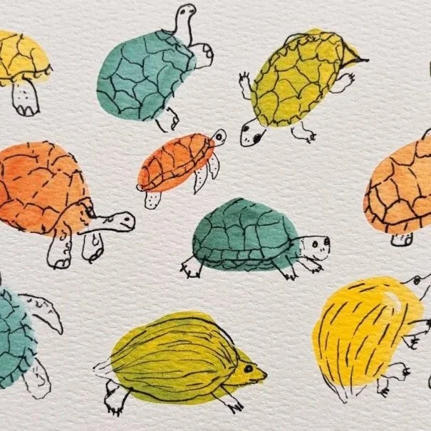 Turtles & Tortoises Doodle Blob Print