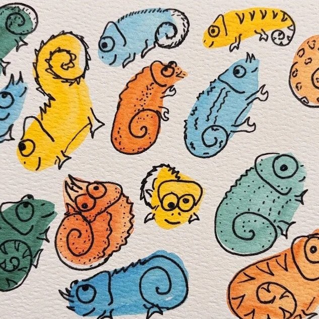 Chameleon Doodle Blob Print