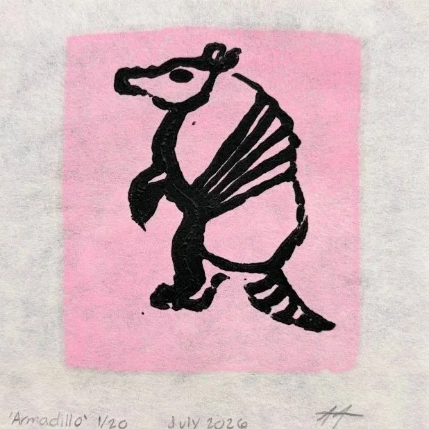Armadillo Linocut Print