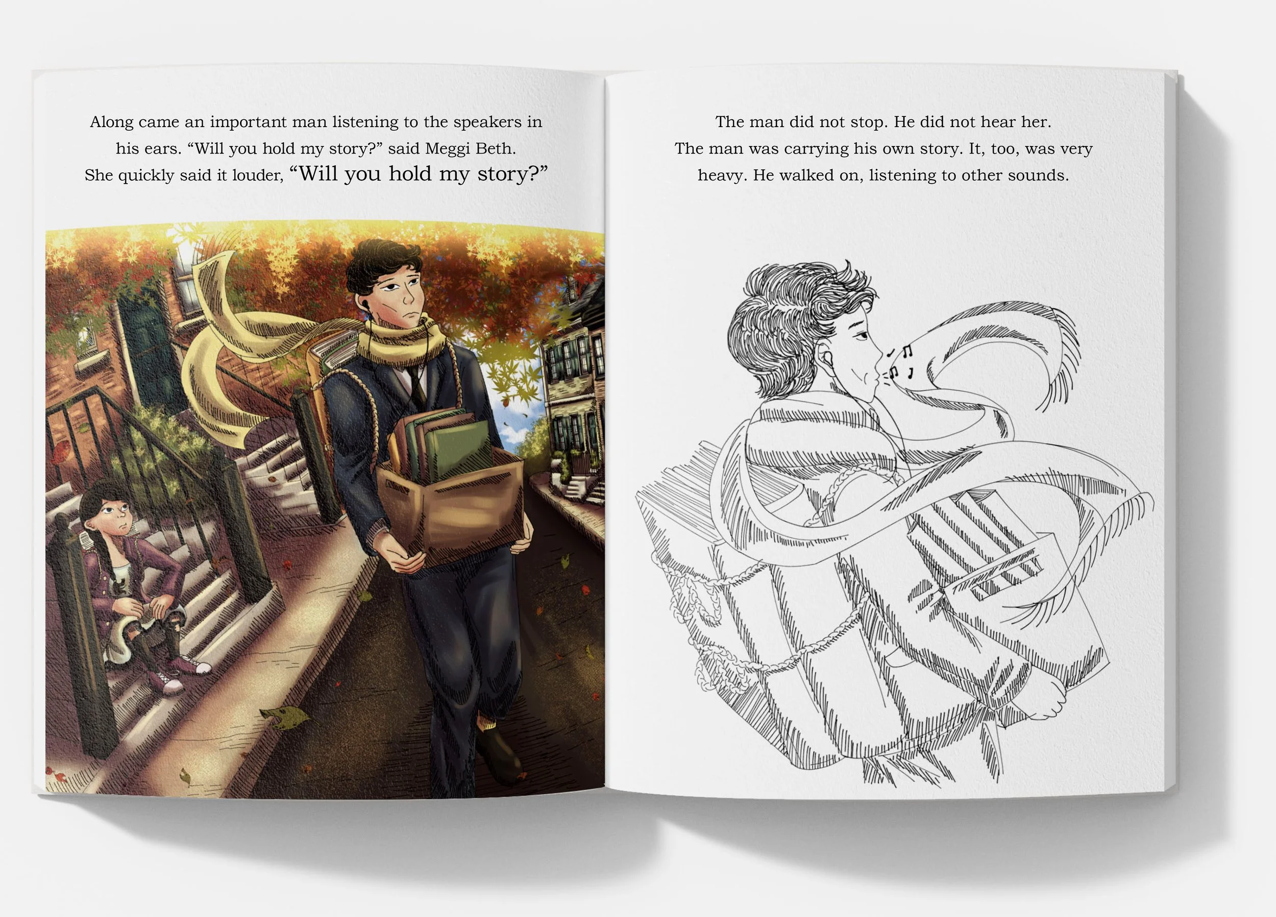 "Will You Hold My Story?"
Sample Spread 3