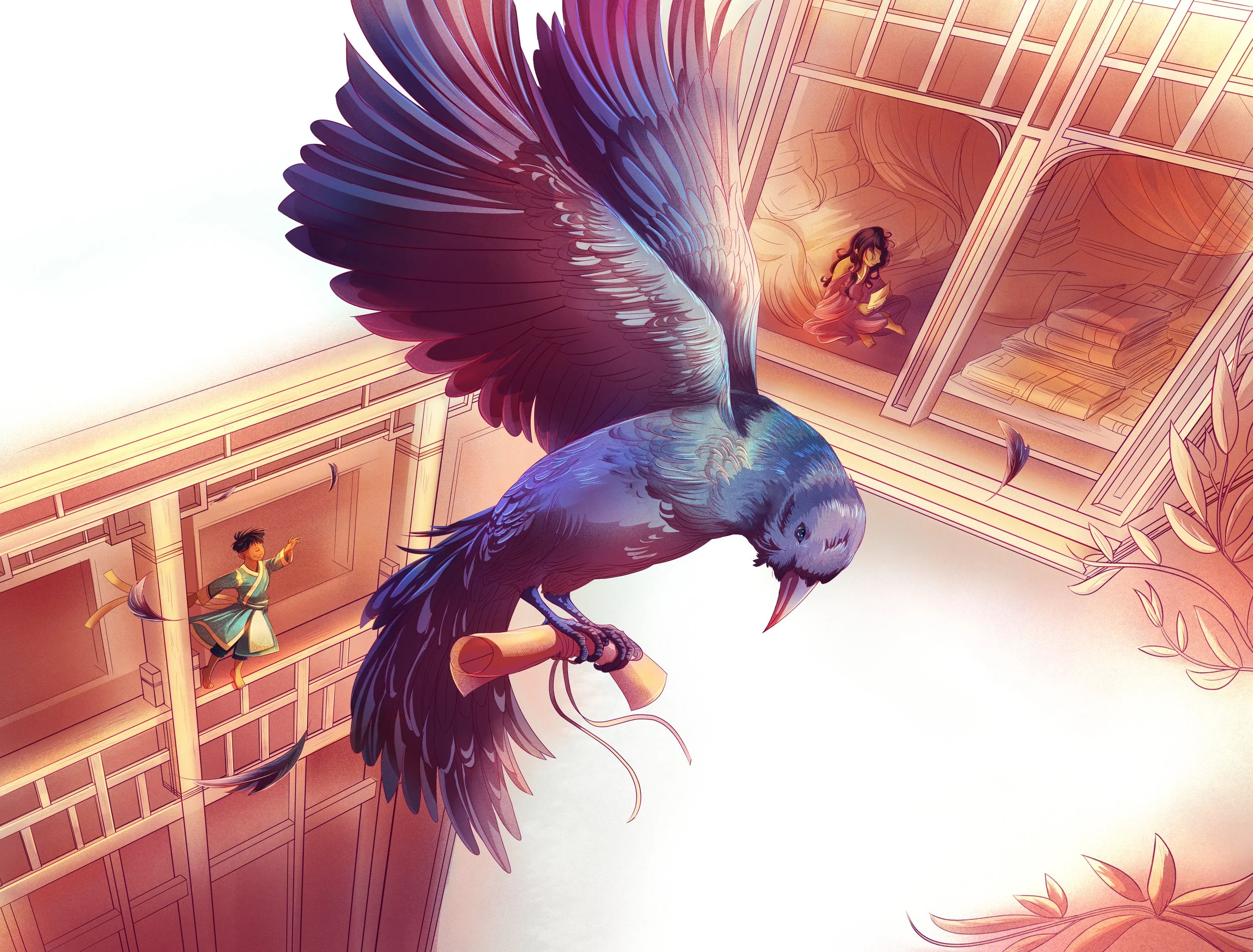 Illustration 4
Our protagonists secretly sending letters to each other across their clashing nations