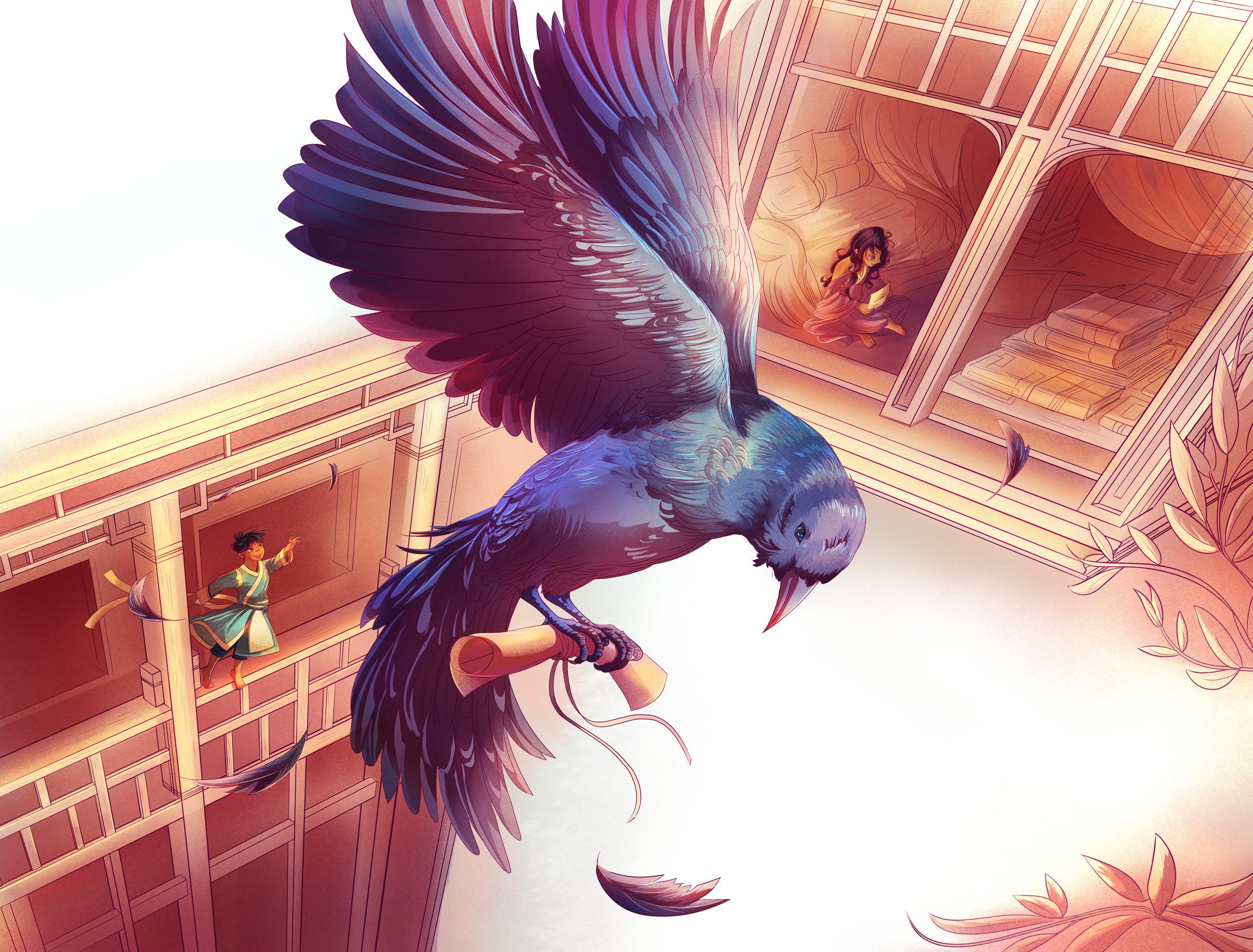 Illustration 4
Our protagonists secretly sending letters to each other across their clashing nations