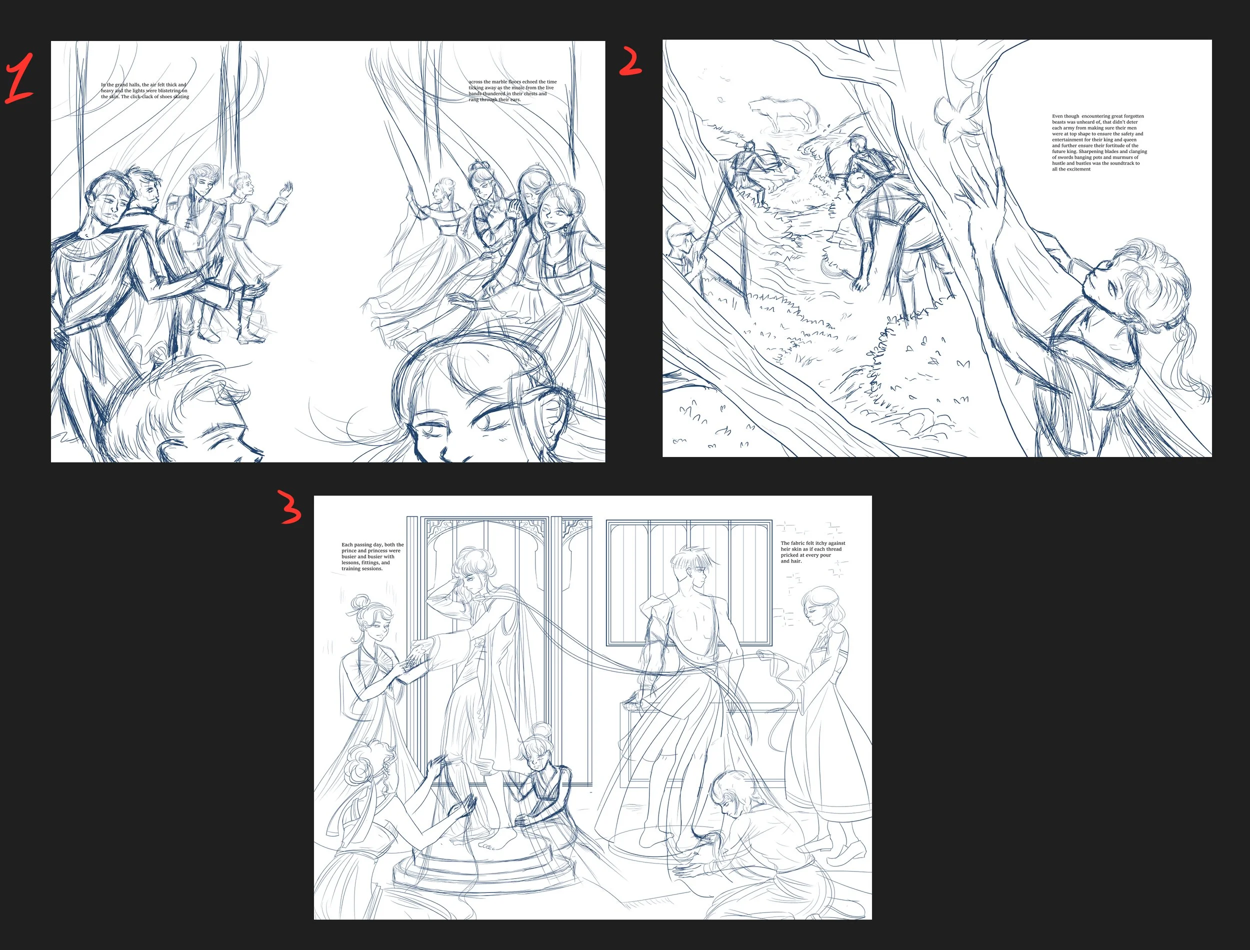 Illustration Comps
Sketch comps for Illustrations 18, 13, 17