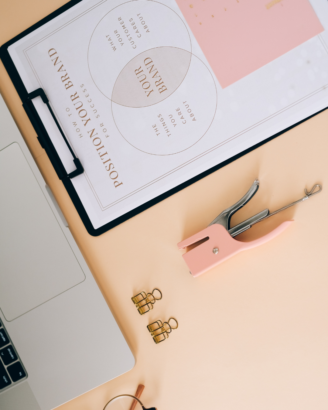 clipboard with brand strategy page