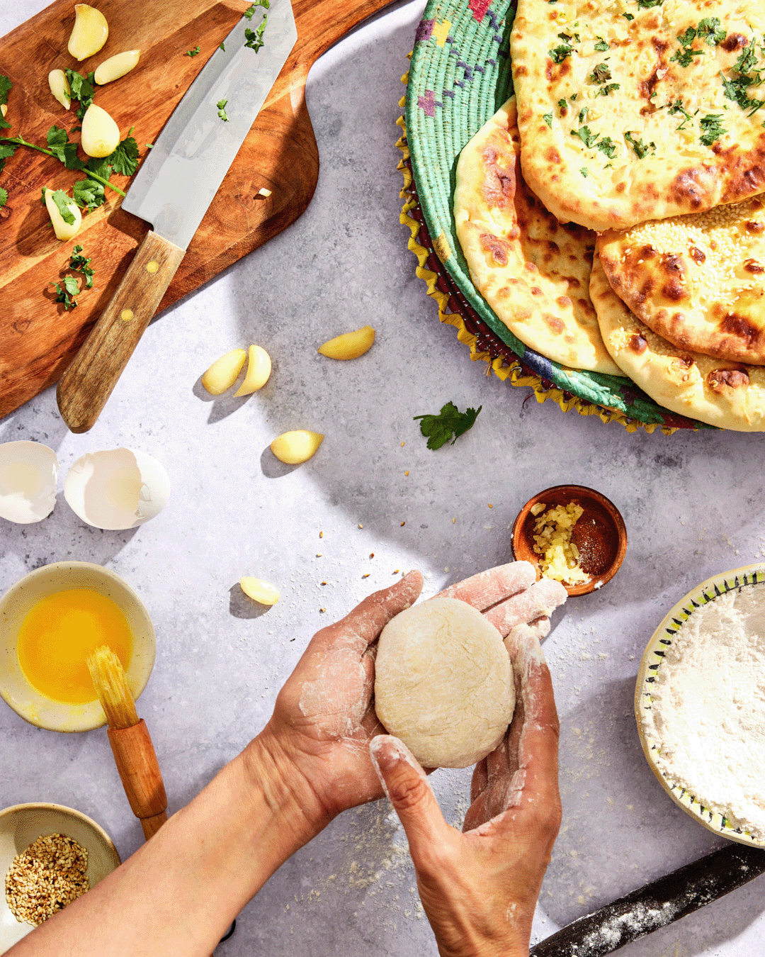 Naan Making from Zareen’s Pakistani Kitchen cookbook, photographed by Neetu Laddha, food photographer  - San Francisco, California