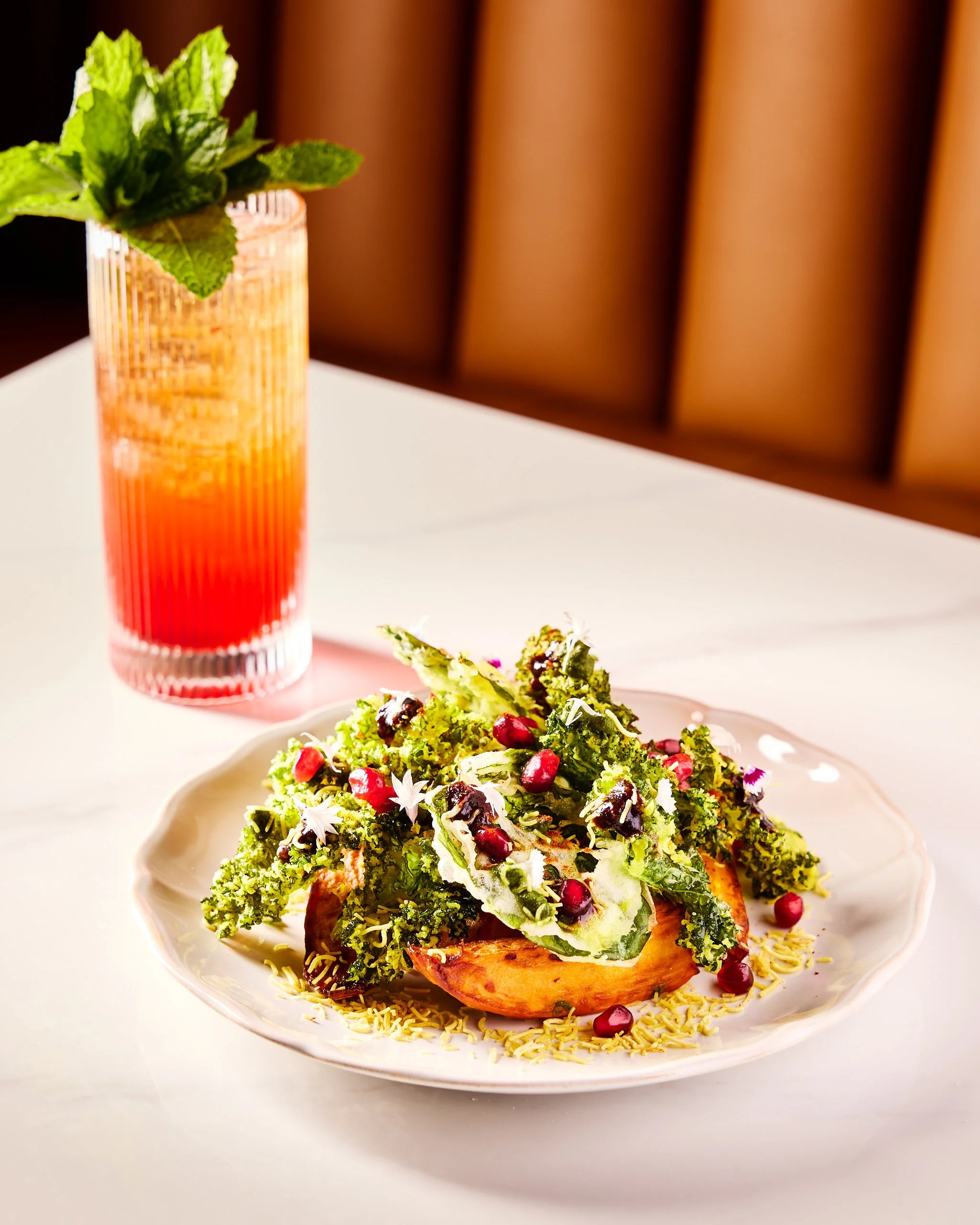 styled sweet potato chaat  at Khaki, photographed by Neetu Laddha, food photographer San Francisco