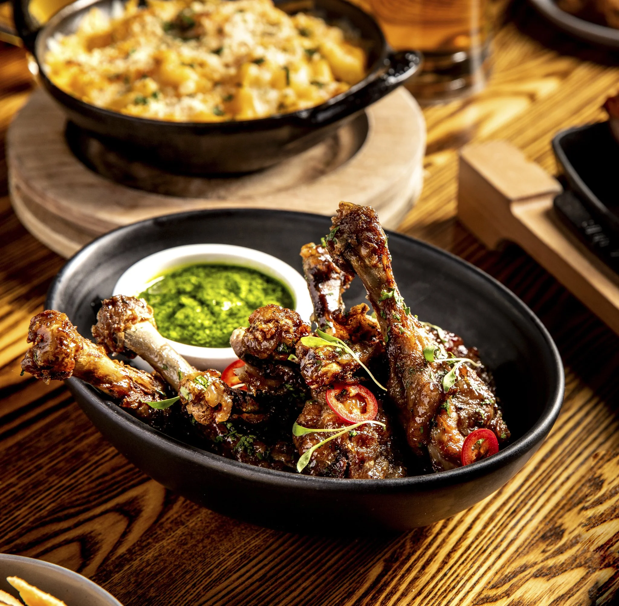 Game Day food - Chicken wings Close up at International Smoke  Ayesha Curry & Mina Group restaurant, photographed by Neetu Laddha, restaurant photographer San Francisco
