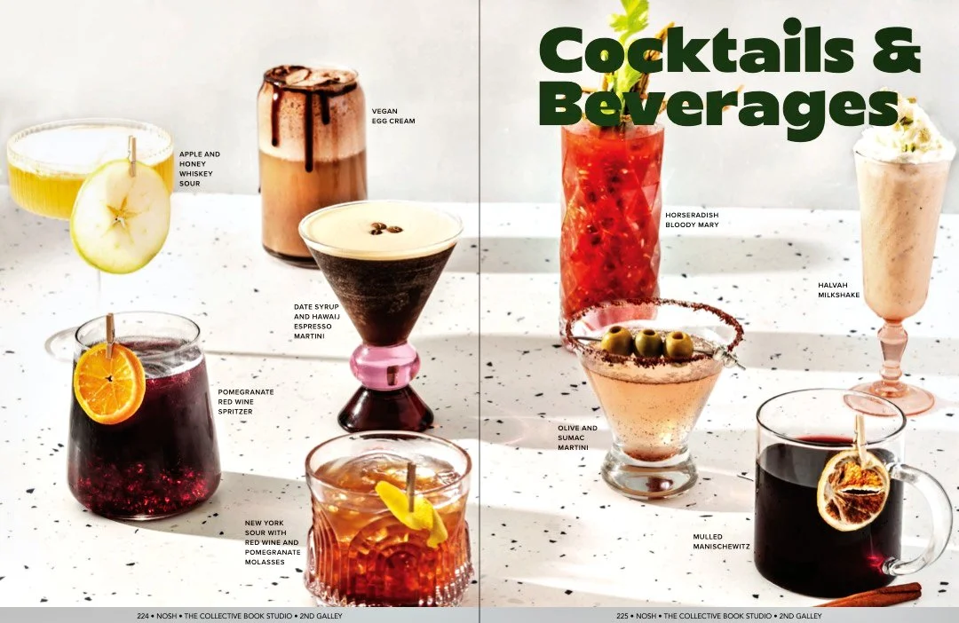 cookbook spread with Cocktails/Drinks imagery, photographed by Neetu Laddha