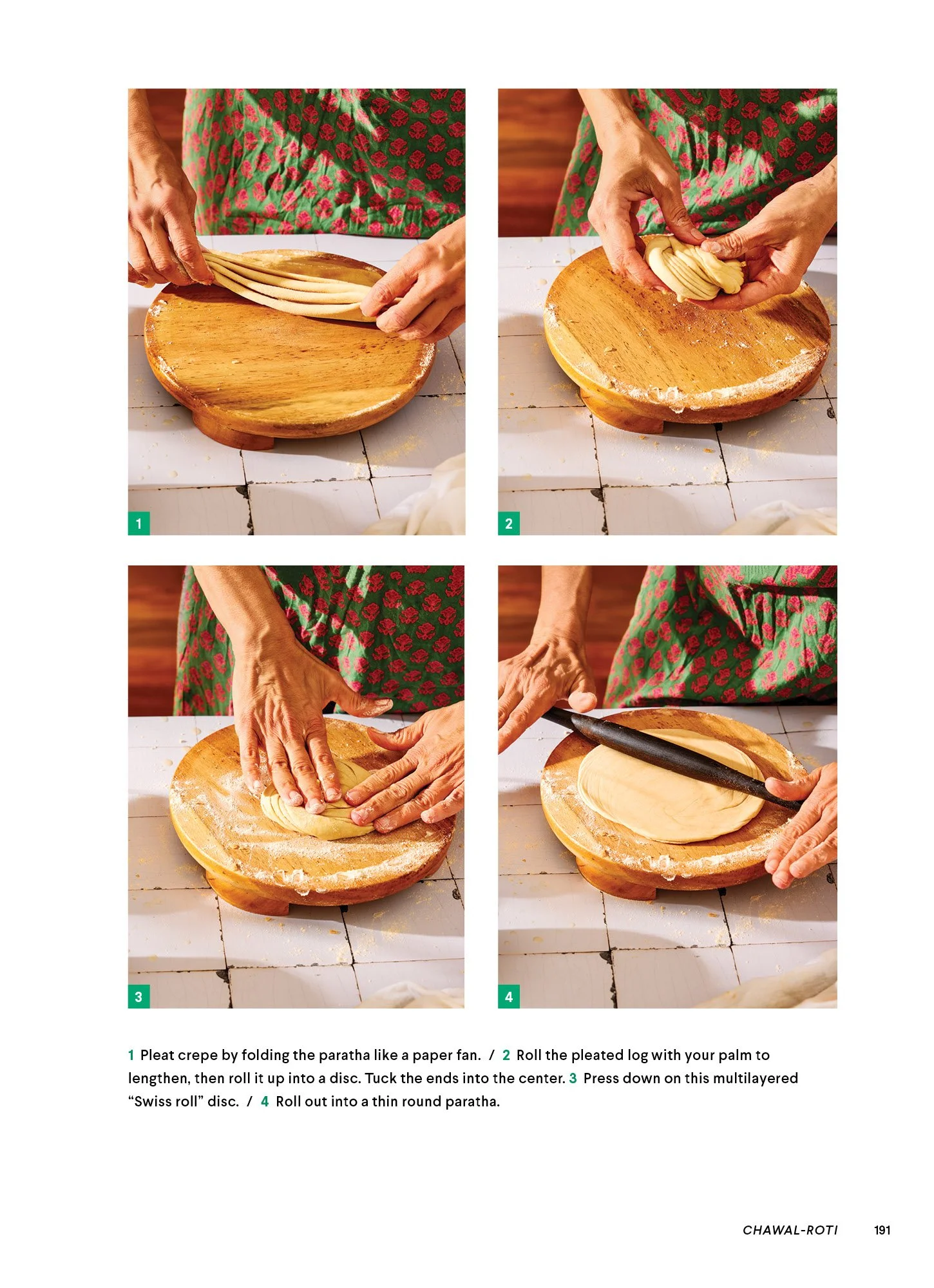 Paratha Making - recipe page from published cookbook , photographed by Neetu Laddha, San Francisco food photographer