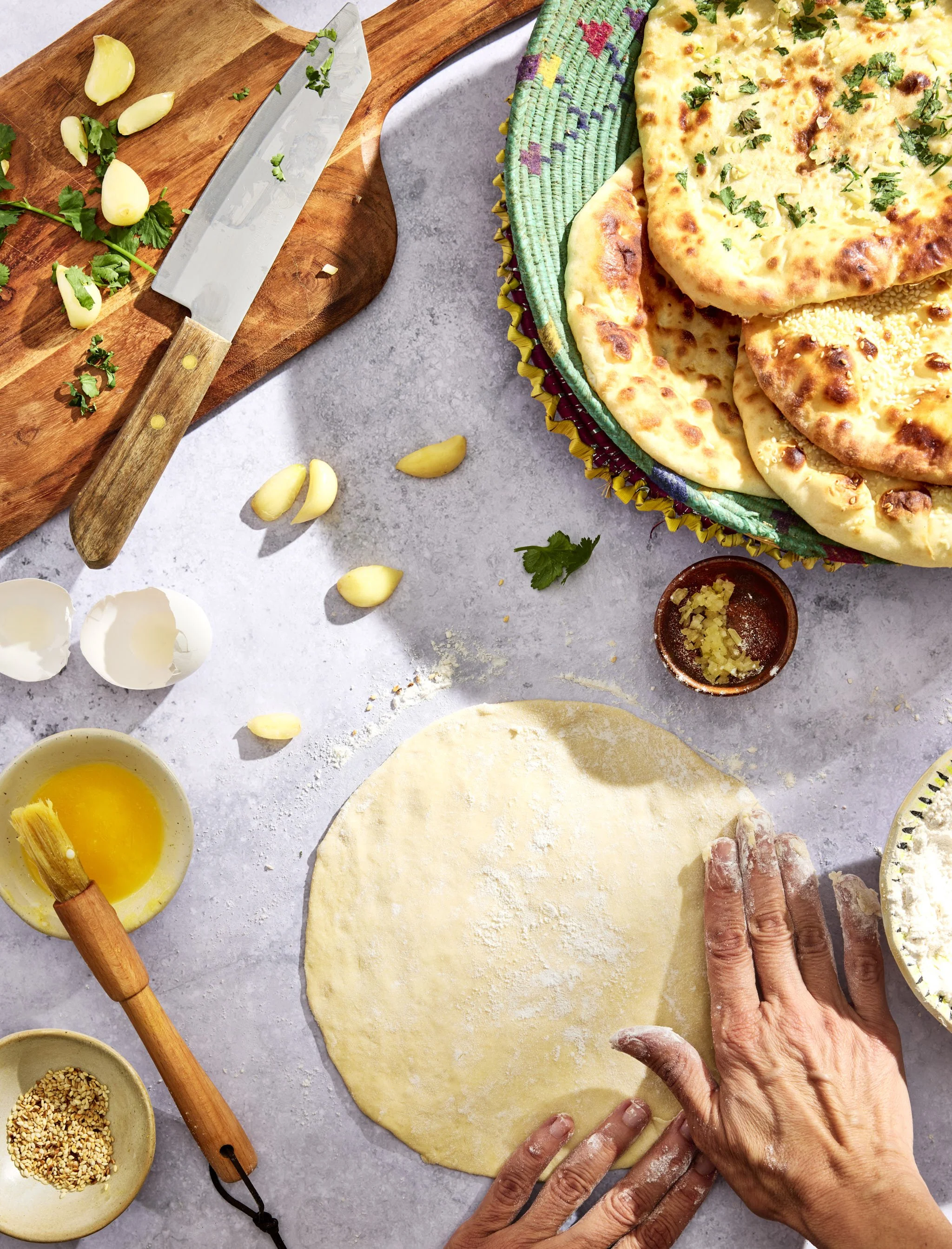 Naan from Zareen’s Pakistani Kitchen cookbook, photographed by Neetu Laddha, food photographer  - San Francisco, California