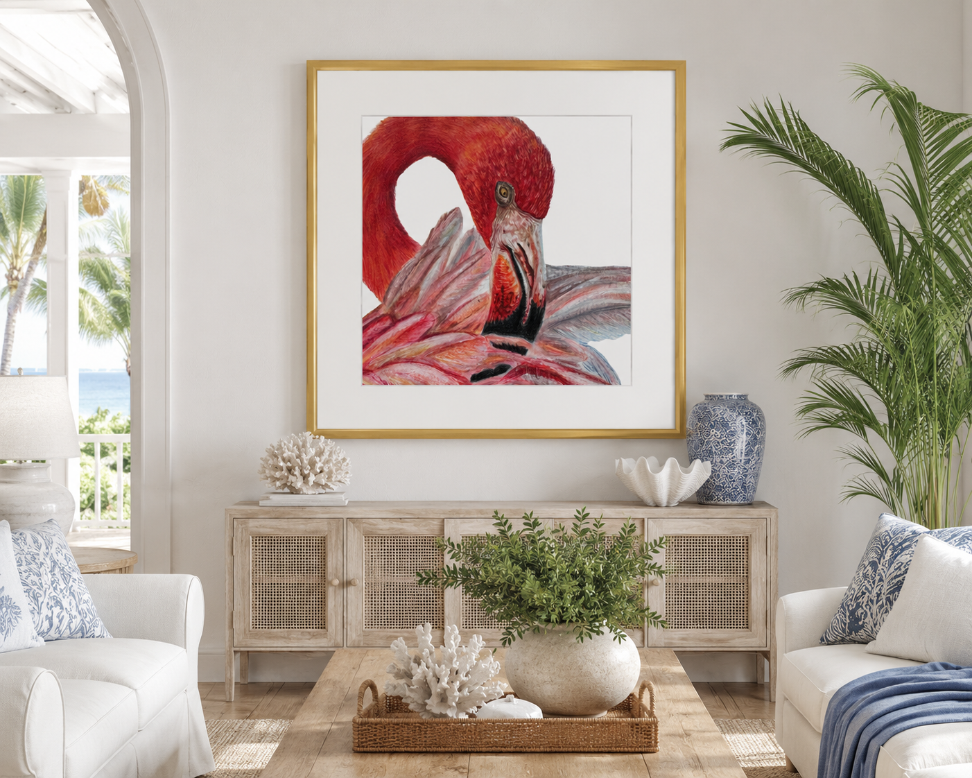 Flamingo Coastal GOld Frame Mockup.png