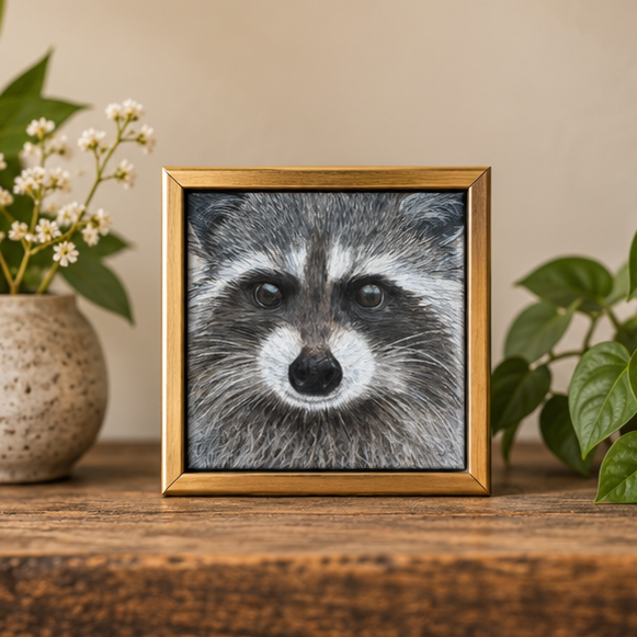 Raccoon art colored pencils artwork