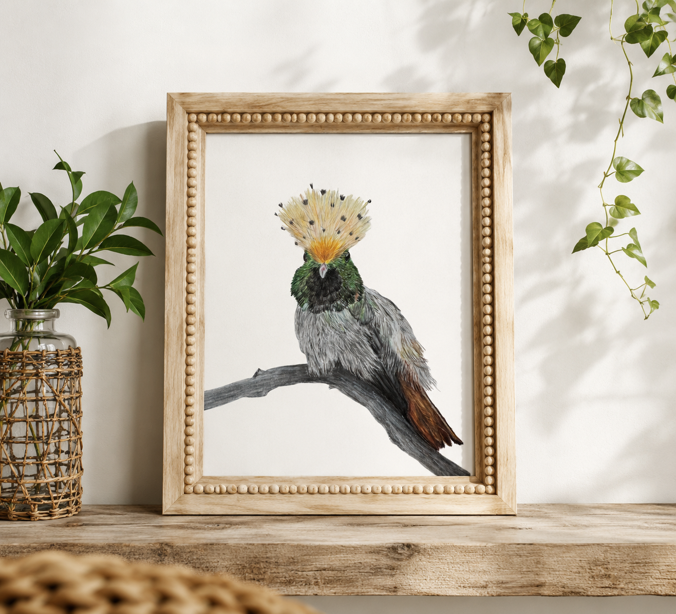 spangled coquette Hummingbird Art Print.png