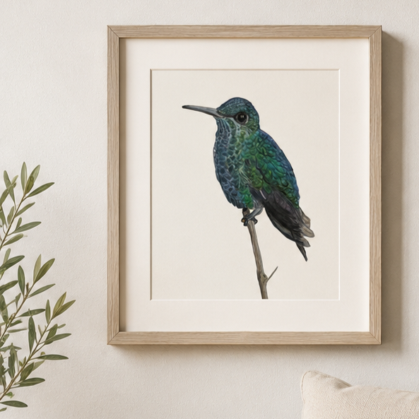 Green Blue Hummingbird Art Print