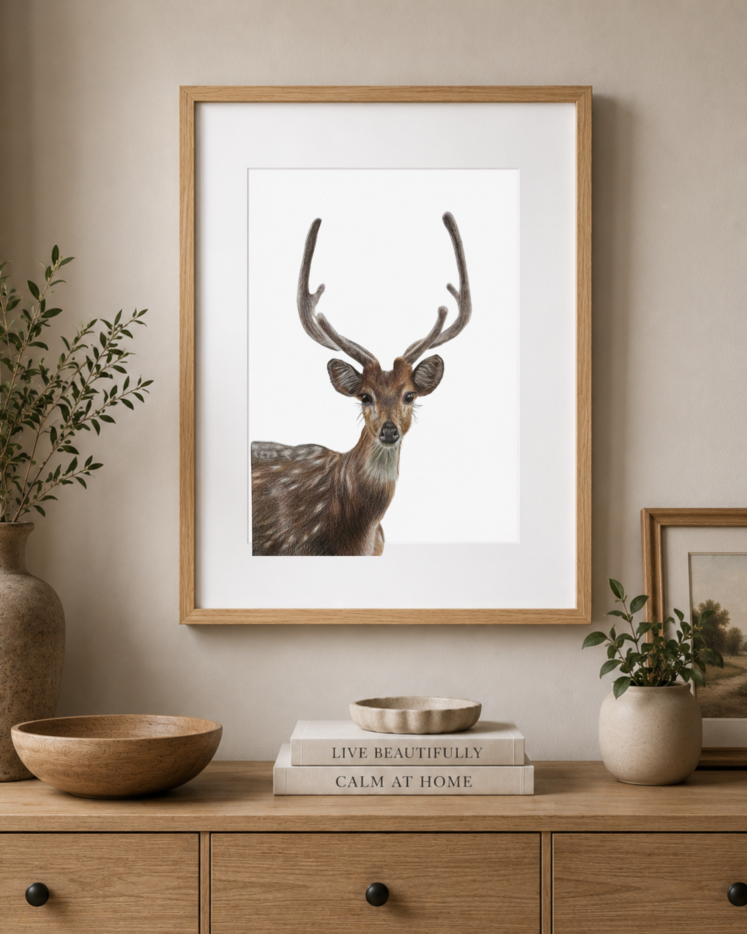 Deer Natural Wood Frame Mockup.png