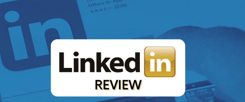 LinkedIn logo with the word 'Review' underneath on a blue background.