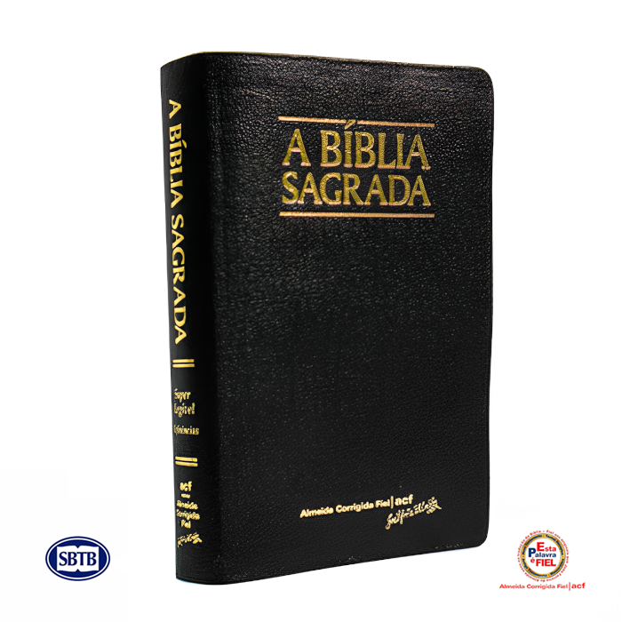 Bíblia ACF Super Legível com Ref. e Mapas - Couro Legítimo Preta - cód. 3405