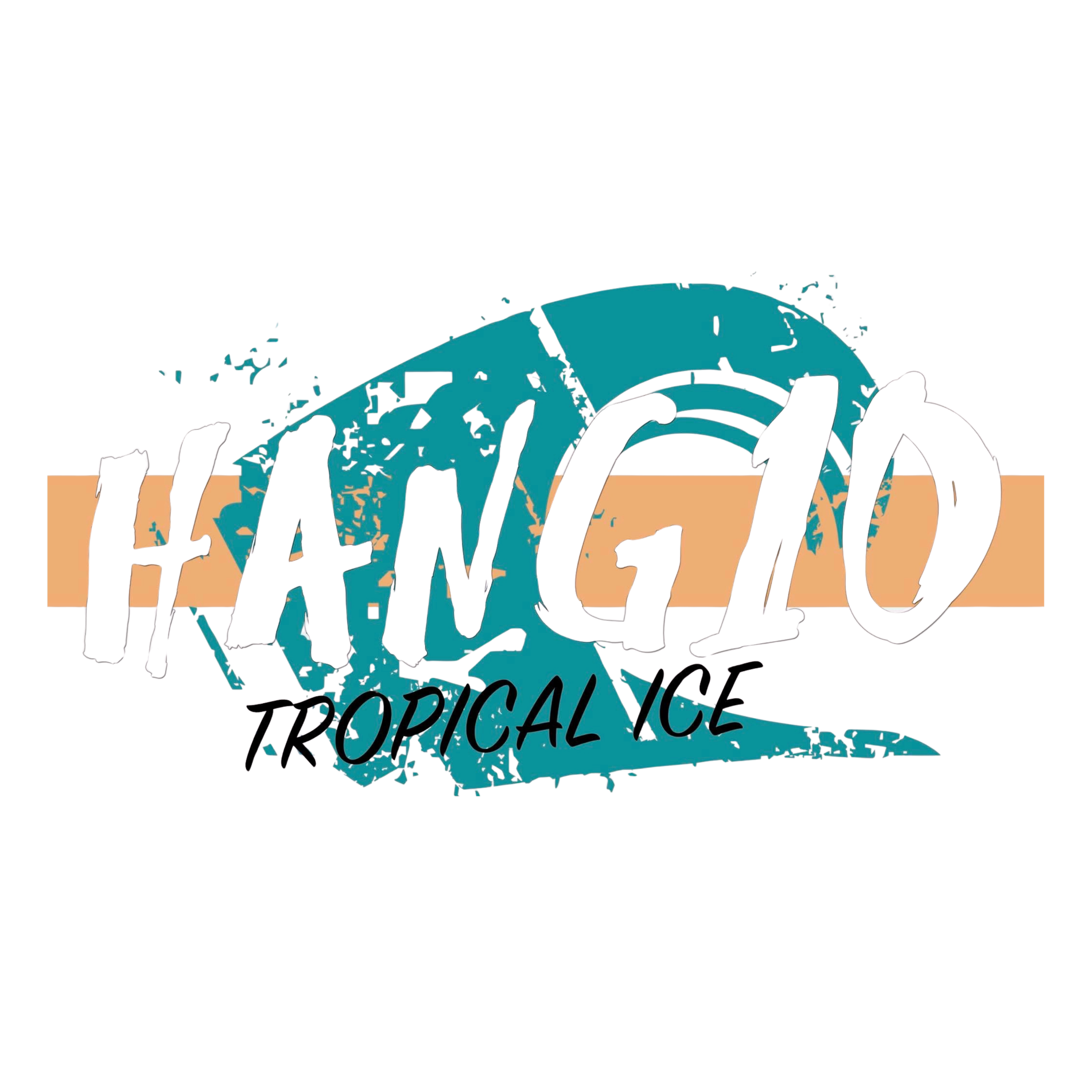 A logo for 'Tropical Ice,' featuring a stylized teal wave with the words 'Tropical Ice' written in black cursive beneath it.
