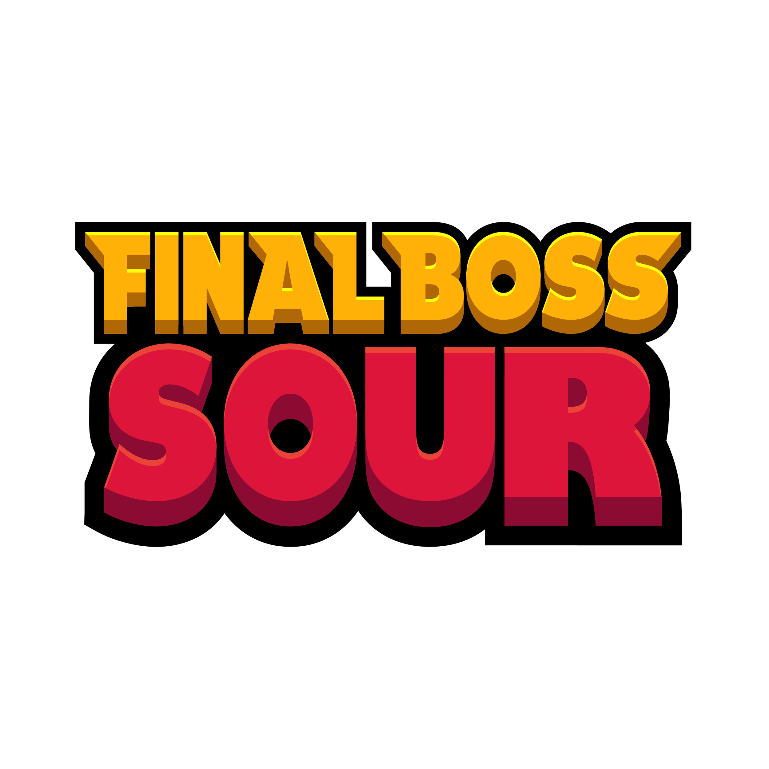 Title screen with bold yellow and red text reading 'Final Boss Sour' on a black background.