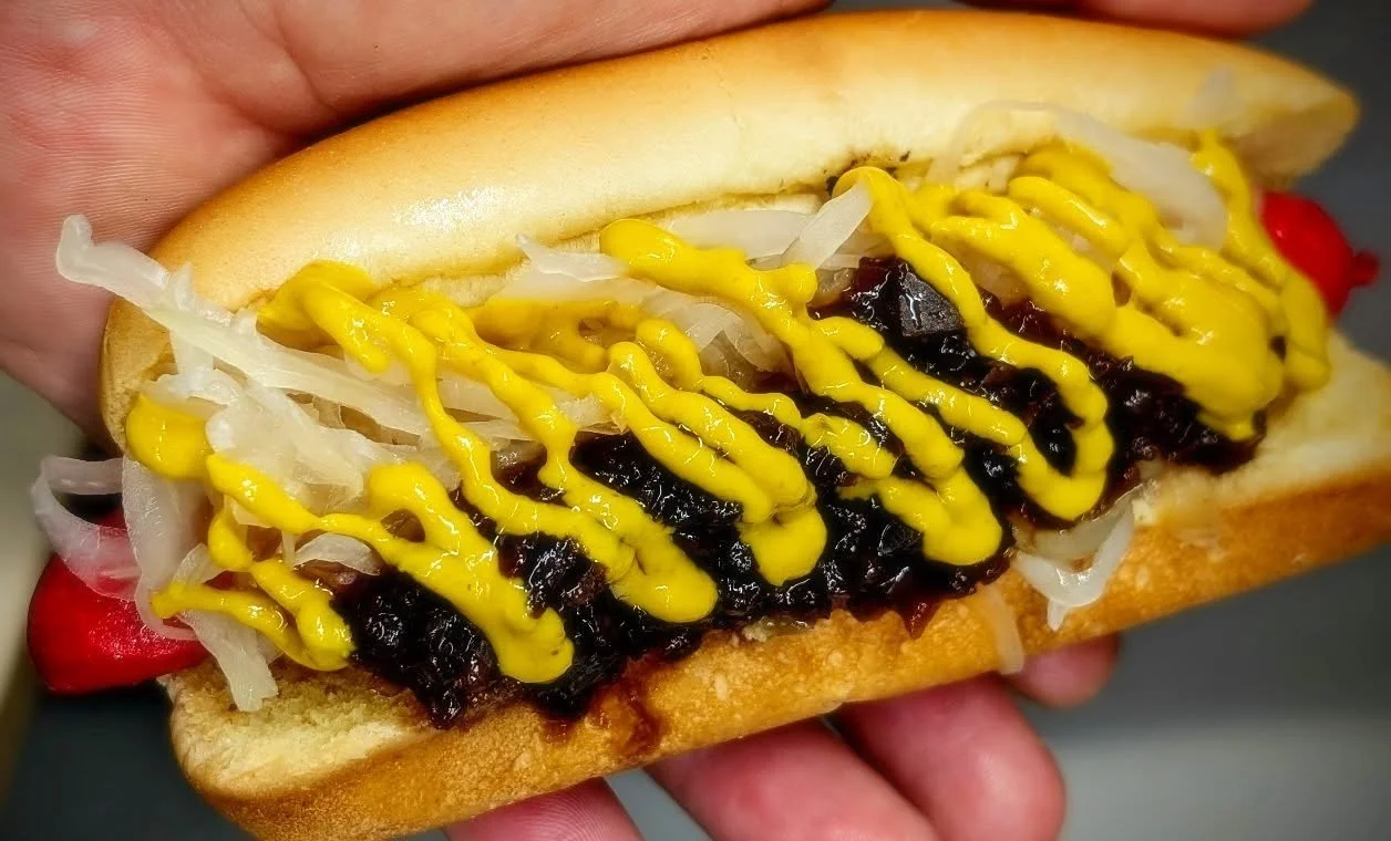 Hot dogs too? Yup! This is our Ultimate Dog and we're proud to say that 90% of this tasty treat is made in Maine. @beansmeats red snapper, @rayes_mustard_official yellow mustard, @morseskraut and the infamous Flo's relish. You might have to get 2 of 