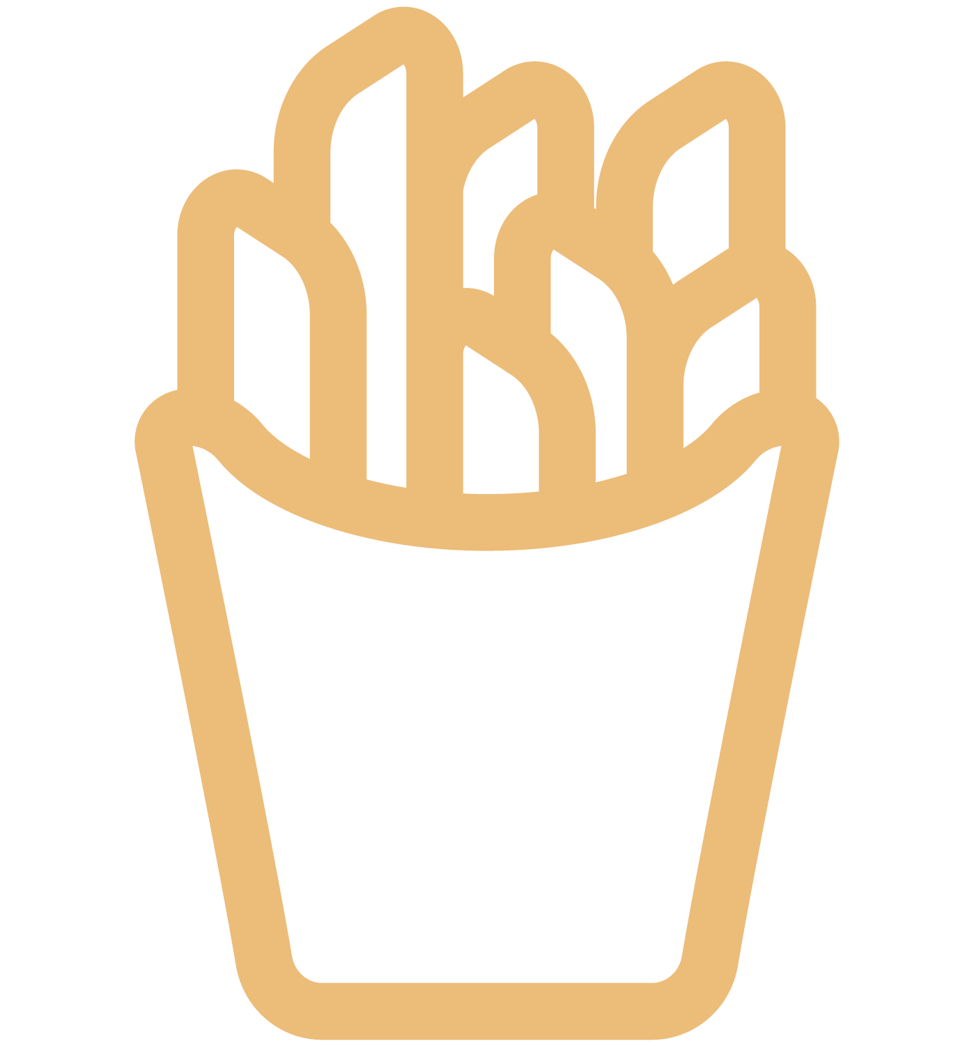 QP Burger fries icon. Loaded crinkle cut fries in Midcoast Maine