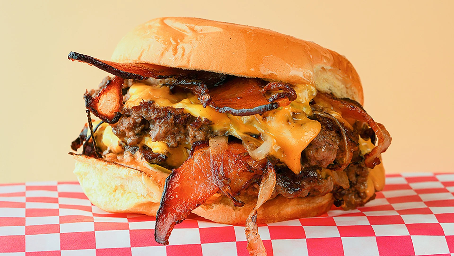 THE BACON QP smash burger. Served from our food truck in Midcoast Maine, and catering your next event.