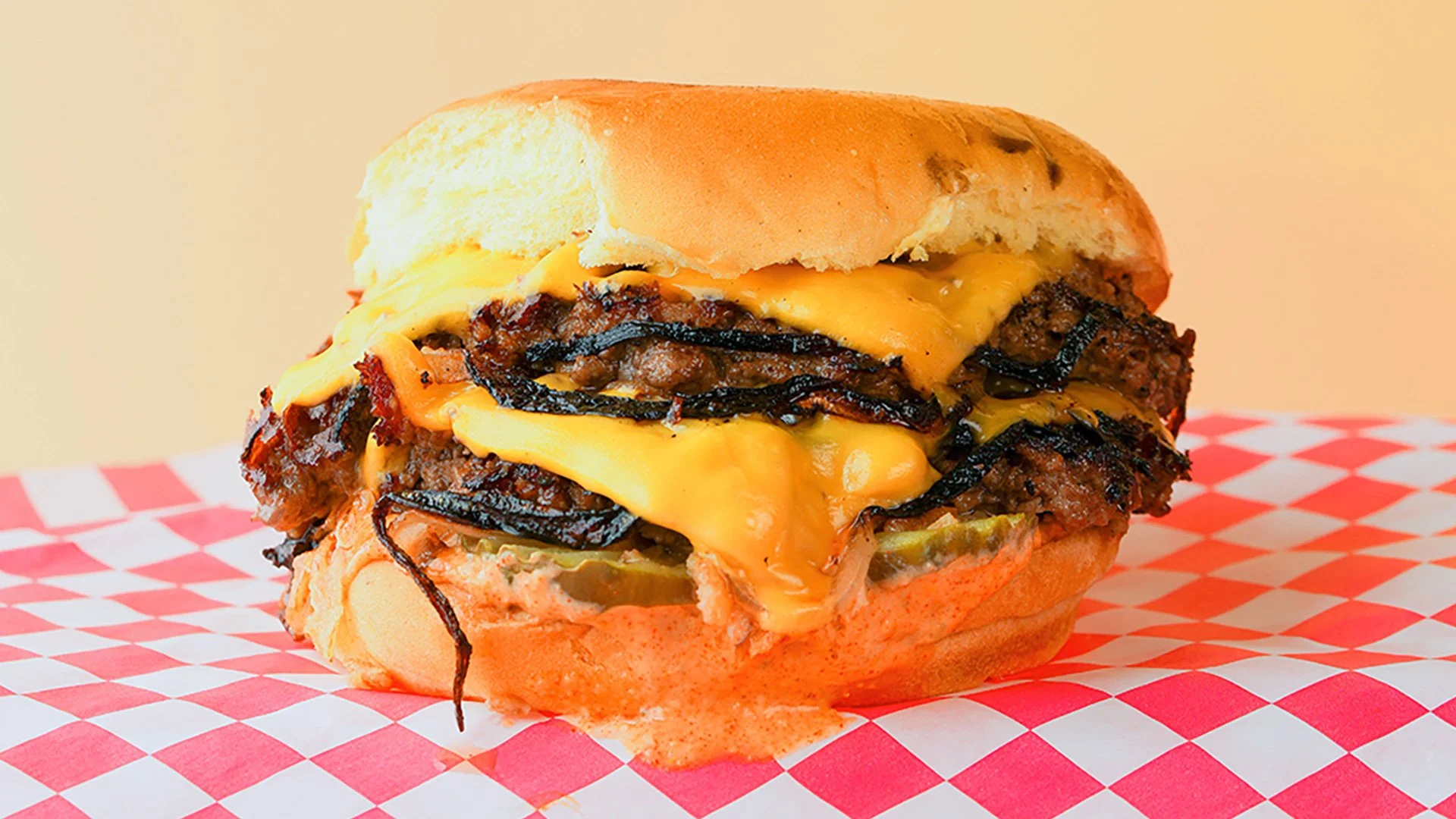 THE QP smash burger. Served from our food truck in Midcoast Maine, and catering your next event.