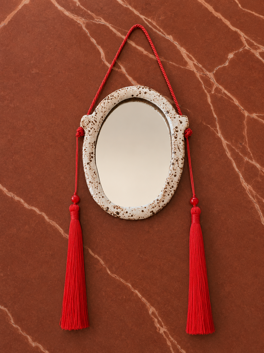 Tassle Mirror Speckled - Double Red