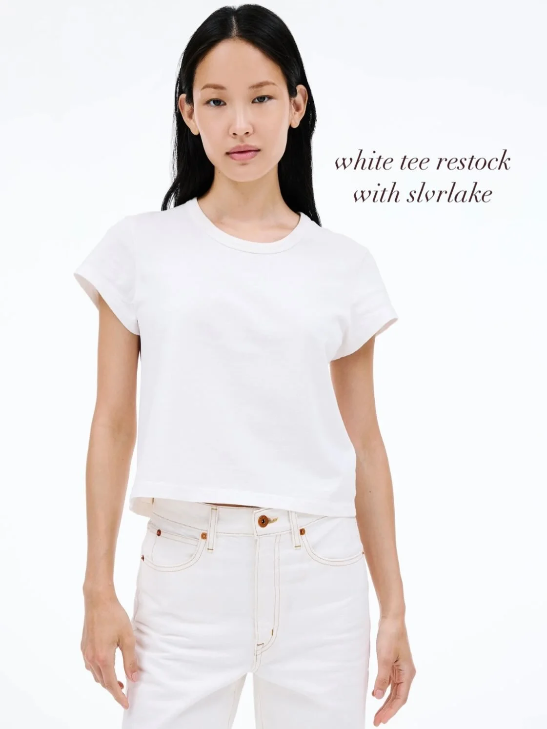 there is truly nothing better than a white tee.
we restocked our favorites from @slvrlake.denim 

the easy tee
the boxy tee 
the baby tee

all incredible. all needed for different styles to be achieved. 

🤎

penelope mae.