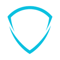 Icon of a shield in blue outline.
