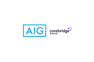 AIG logo with the word 'corebridge' and a purple splotch.