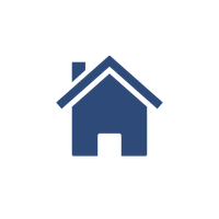 Icon of a simple blue house with a chimney and front door.