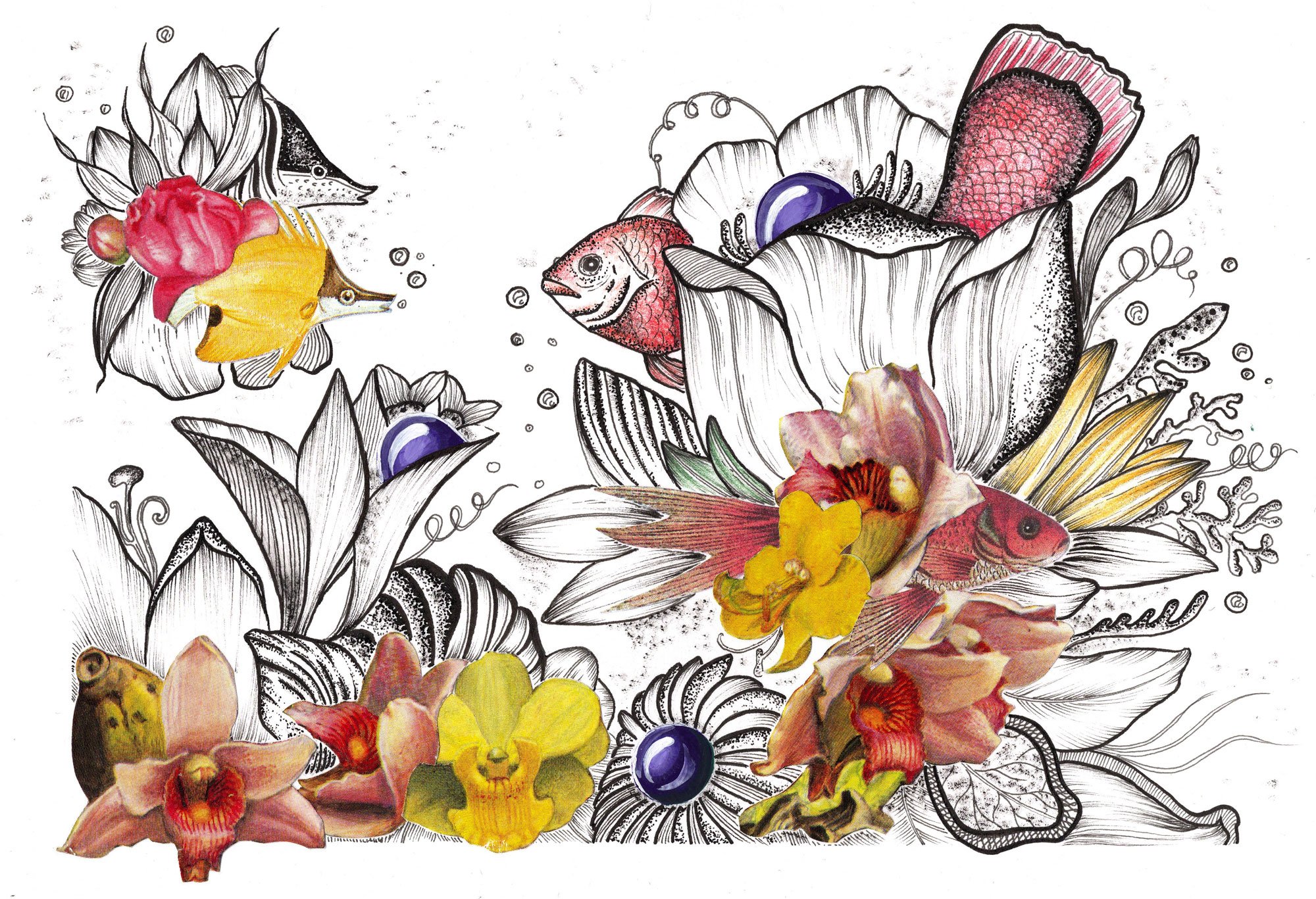Aquarium Botanique 2
Format A5
Encre
Collages
Gouache
