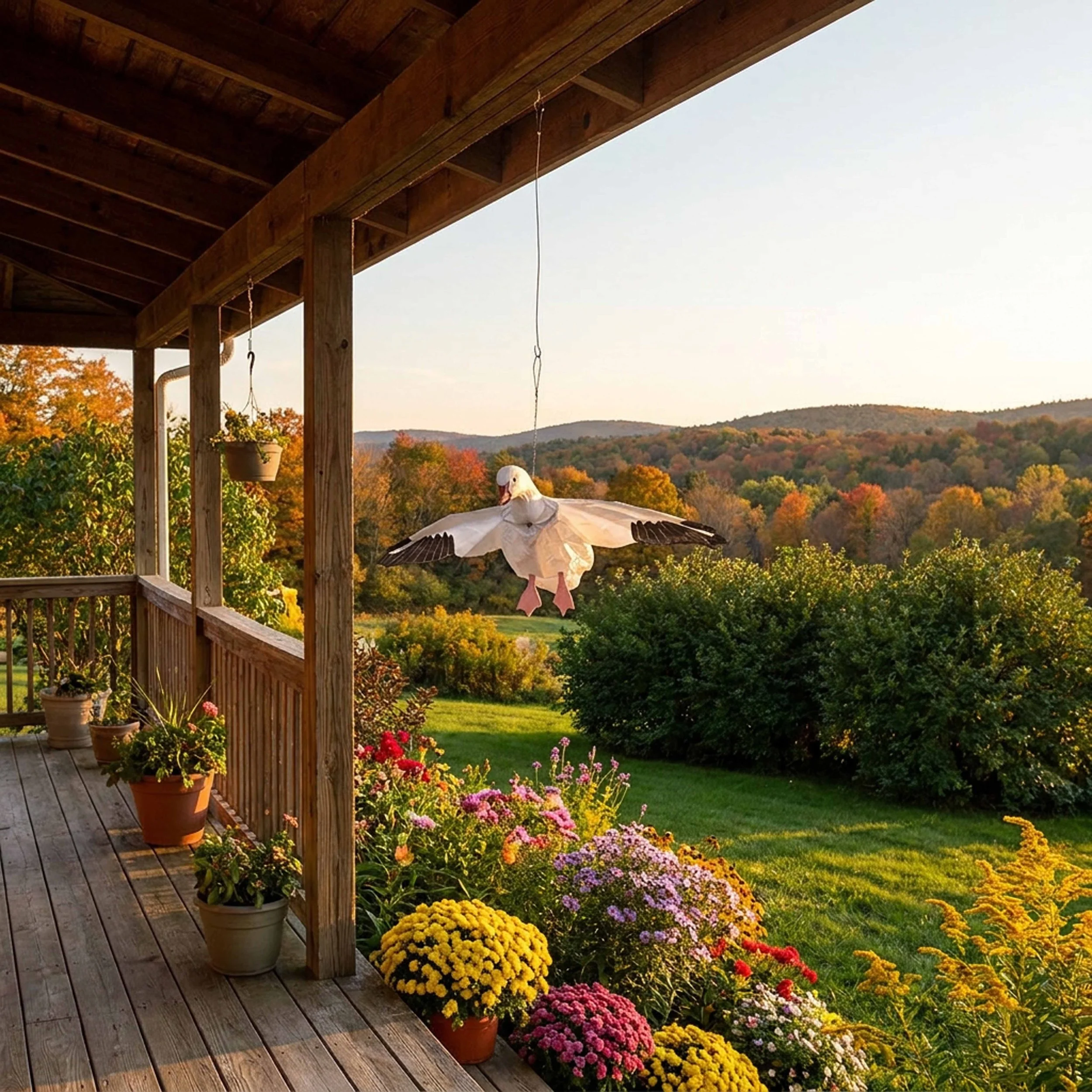 Snow Goose Flying Windsock_farm porch.jpg