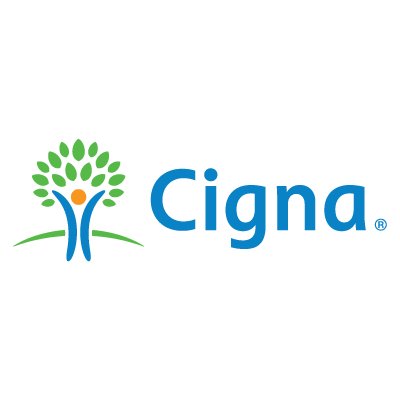Cigna logo with stylized green tree and blue text
